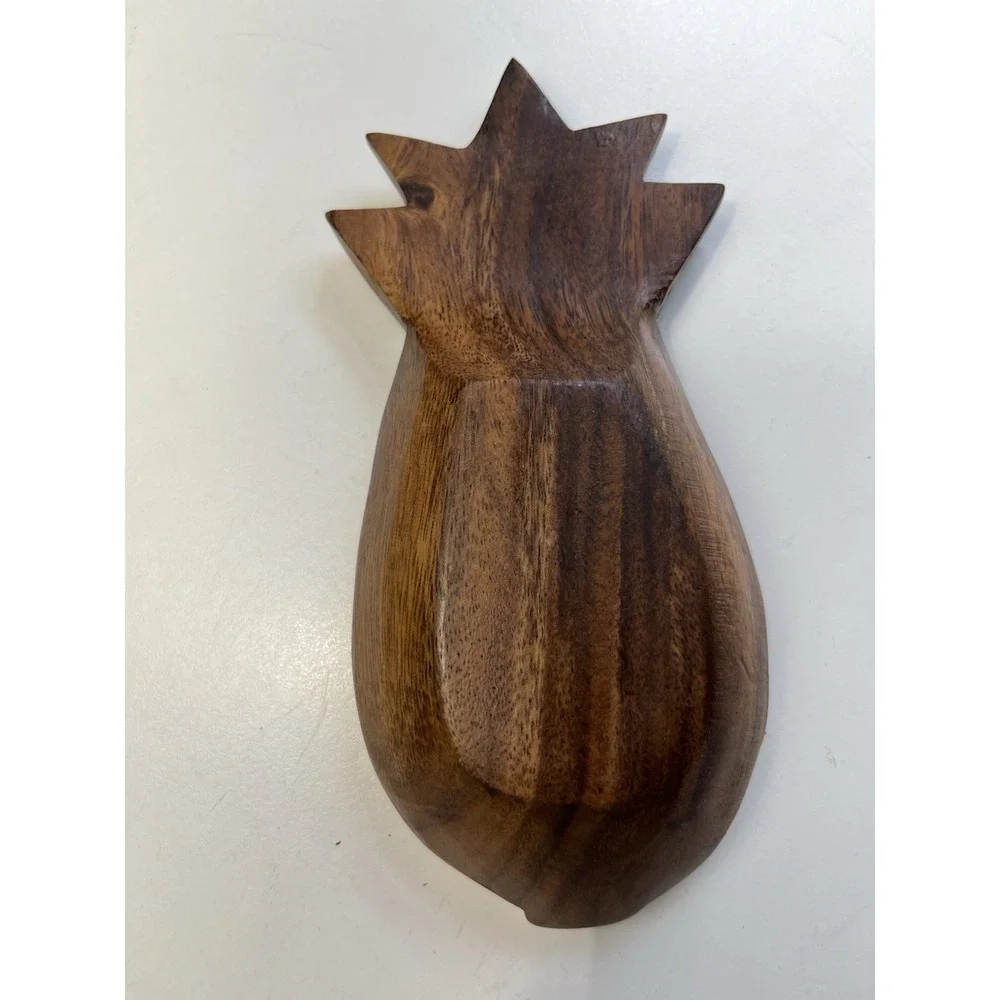 Monkey Pod Vintage Carved Wood Pineapple Tray Dish
